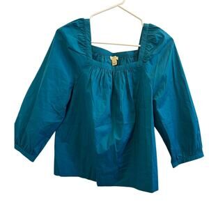 Pre-Loved  J.Crew Teal Square Neck Blouse (Size M)